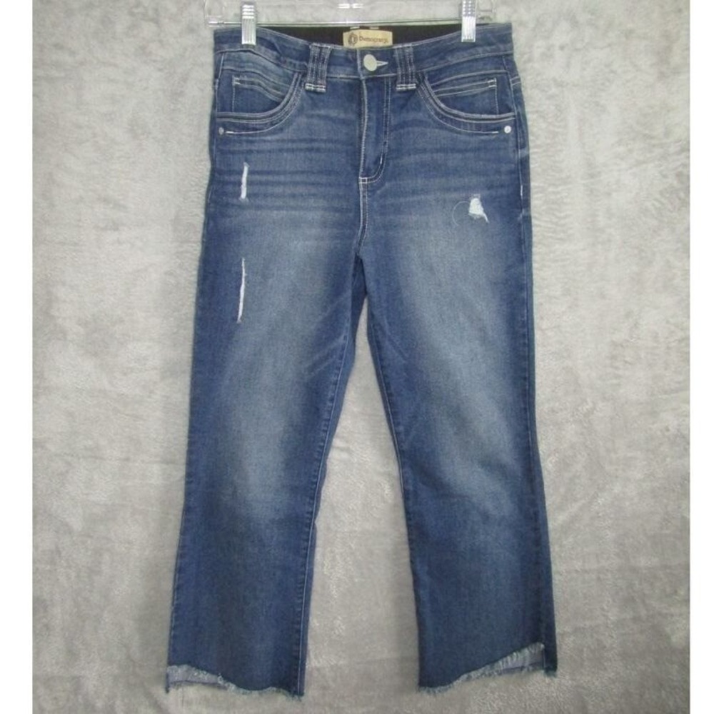 Democracy Ab‎ Technology Jeans Womens 6 Distressed Cropped Raw Hem Stretch Denim